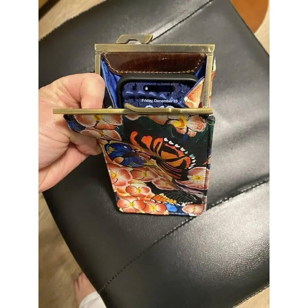 Sharif Butterfly Flower Phone Case Hand Painted Artistic Expressions Leather